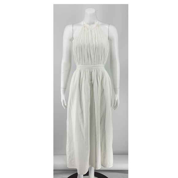 white halter neck maxi dress